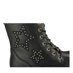 Bottines Rangers NOIR Fille Motif Etoiles Lacets