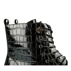 Bottines Rangers NOIR Fille Motif Vernis Lacets