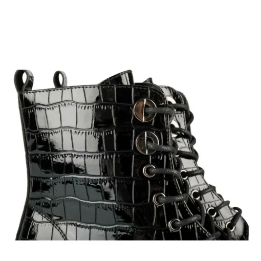 Bottines Rangers NOIR Fille Motif Vernis Lacets