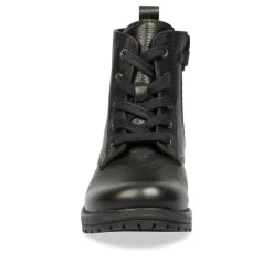 Bottines Rangers NOIR Fille CUIR Motif Uni Lacets