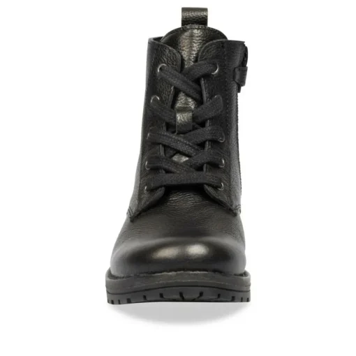 Bottines Rangers NOIR Fille CUIR Motif Uni Lacets