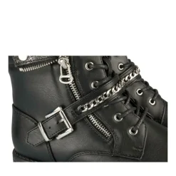 Bottines Rangers NOIR Fille Motif Chaîne Lacets