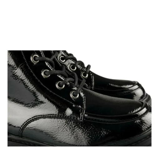 Bottines Rangers NOIR Fille Motif Vernis Lacets