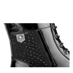 Bottines Rangers NOIR Fille Motif Vernis Lacets
