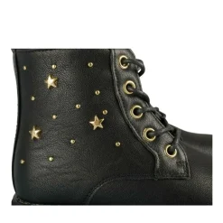 Bottines Rangers NOIR Fille Motif Etoiles Lacets