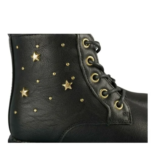 Bottines Rangers NOIR Fille Motif Etoiles Lacets