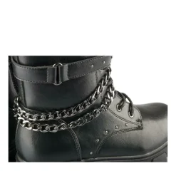 Bottines Rangers NOIR Fille Motif Chaîne Lacets