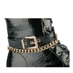 Bottines Rangers NOIR Fille Motif Chaîne Lacets