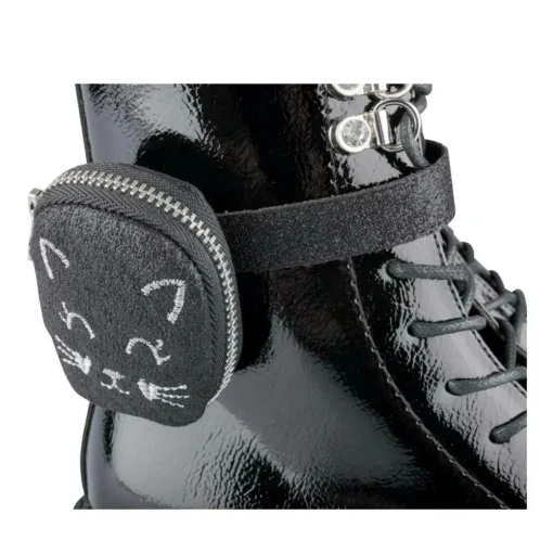 Bottines Rangers NOIR Fille Motif Vernis Lacets