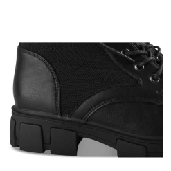 Bottines Rangers NOIR Fille Motif Uni Lacets
