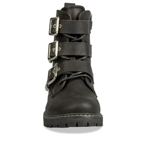 Bottines Rangers NOIR Fille Motif Uni Lacets