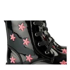 Bottines Rangers NOIR Fille Motif Fleuri Fermeture éclair
