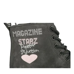 Bottines Rangers NOIR Fille Motif Coeurs A Enfiler