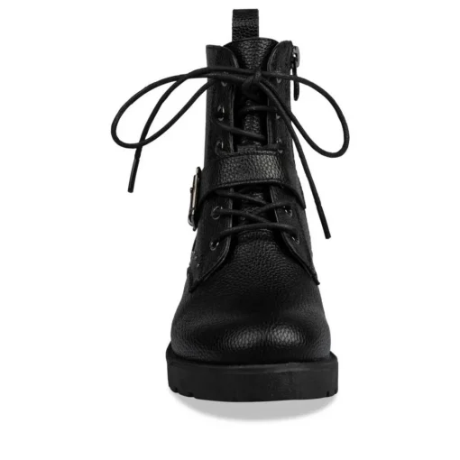 Bottines Rangers NOIR Fille Motif Uni Lacets