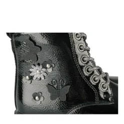 Bottines Rangers NOIR Fille Motif Vernis Lacets