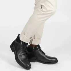 Bottines Rangers NOIR Homme CUIR Motif Uni Lacets