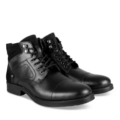 Bottines Rangers NOIR Homme CUIR Motif Uni Lacets
