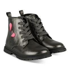 Bottines Rangers PEWTER Fille Motif Coeurs Lacets