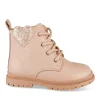 Bottines Rangers ROSE Fille Motif Coeurs Lacets