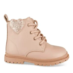 Bottines Rangers ROSE Fille Motif Coeurs Lacets