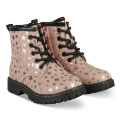 Bottines Rangers ROSE Fille Motif Etoiles Lacets