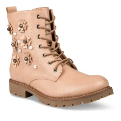 Bottines Rangers ROSE Fille Motif Uni Lacets