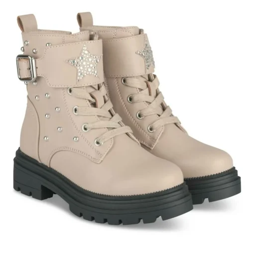 Bottines Rangers ROSE Fille Motif Clouté Lacets