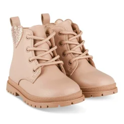 Bottines Rangers ROSE Fille Motif Coeurs Lacets