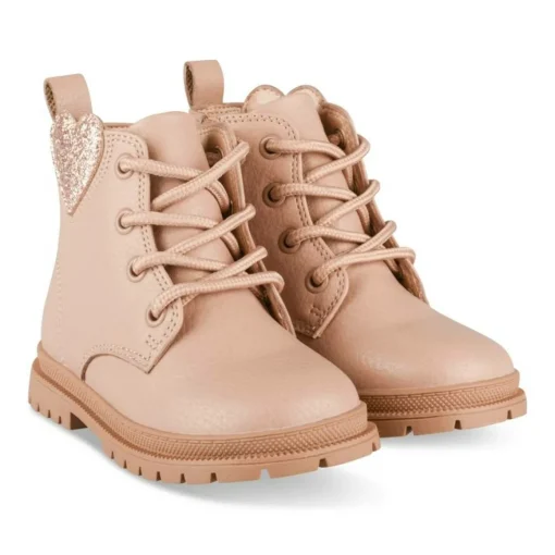 Bottines Rangers ROSE Fille Motif Coeurs Lacets