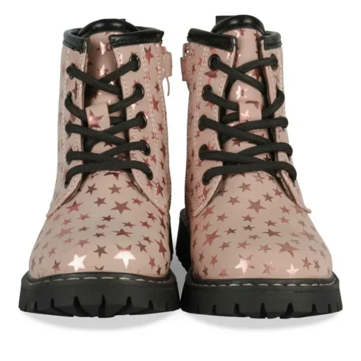 Bottines Rangers ROSE Fille Motif Etoiles Lacets