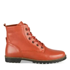 Bottines Rangers ROUGE Femme CUIR Motif Uni Lacets