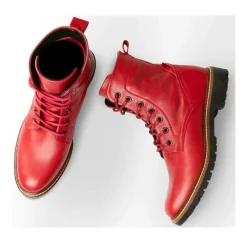 Bottines Rangers ROUGE Femme CUIR Lacets