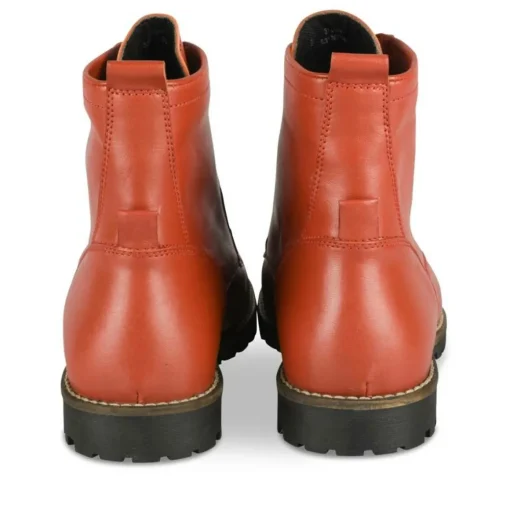 Bottines Rangers ROUGE Femme CUIR Motif Uni Lacets