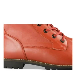 Bottines Rangers ROUGE Femme CUIR Motif Uni Lacets