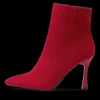 Bottines ROUGE Femme CUIR Motif Uni Fermeture éclair