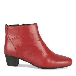 Bottines ROUGE Femme CUIR Motif Uni Fermeture éclair