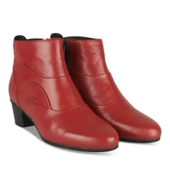 Bottines ROUGE Femme CUIR Motif Uni Fermeture éclair