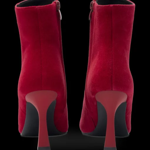 Bottines ROUGE Femme CUIR Motif Uni Fermeture éclair