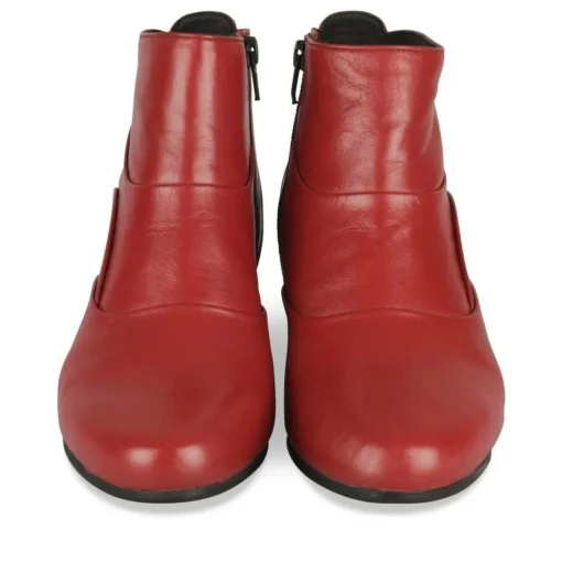 Bottines ROUGE Femme CUIR Motif Uni Fermeture éclair