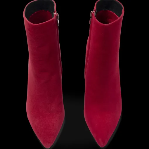 Bottines ROUGE Femme CUIR Motif Uni Fermeture éclair