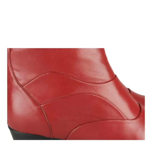 Bottines ROUGE Femme CUIR Motif Uni Fermeture éclair
