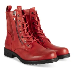 Bottines ROUGE Femme Motif Uni Lacets