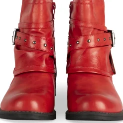 Bottines ROUGE Femme Motif Animal Fermeture éclair