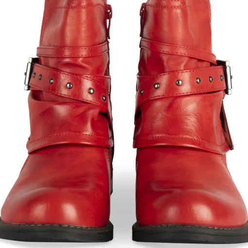 Bottines ROUGE Femme Motif Animal Fermeture éclair