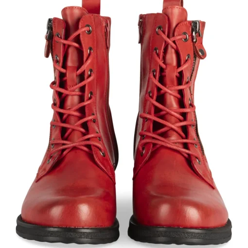 Bottines ROUGE Femme Motif Uni Lacets