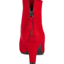Bottines ROUGE Femme Motif Uni Fermeture éclair