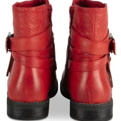 Bottines ROUGE Femme Motif Animal Fermeture éclair