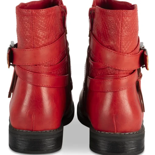 Bottines ROUGE Femme Motif Animal Fermeture éclair