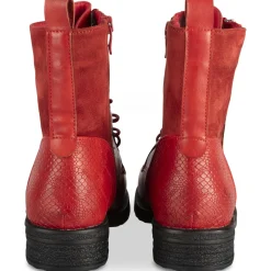 Bottines ROUGE Femme Motif Uni Lacets