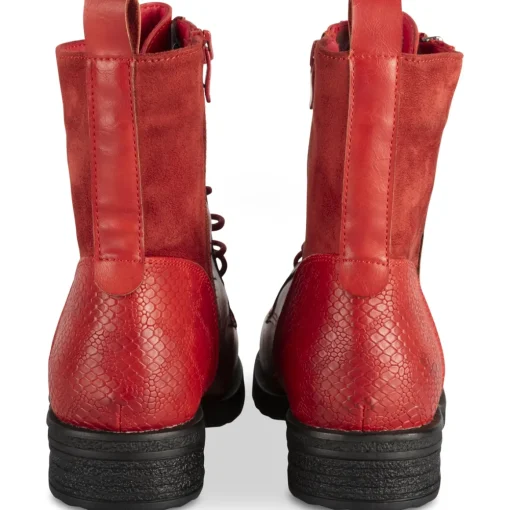 Bottines ROUGE Femme Motif Uni Lacets